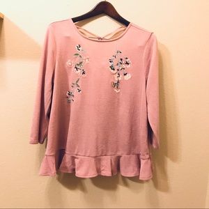 Lauren Conrad || Embroidered peplum Sweater